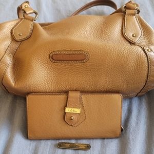 Gold Cole Haan purse and matching wallet